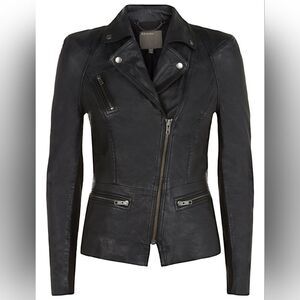 Muubaa Kajana Black Leather Biker Jacket size 4 US 8 UK